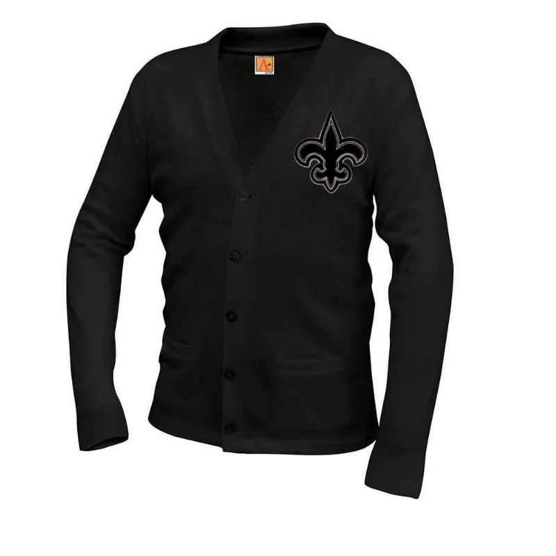 Chenille Fleur De Lis Cardigan Sweater