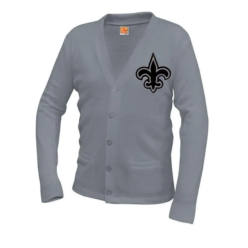 Chenille Fleur De Lis Cardigan Sweater