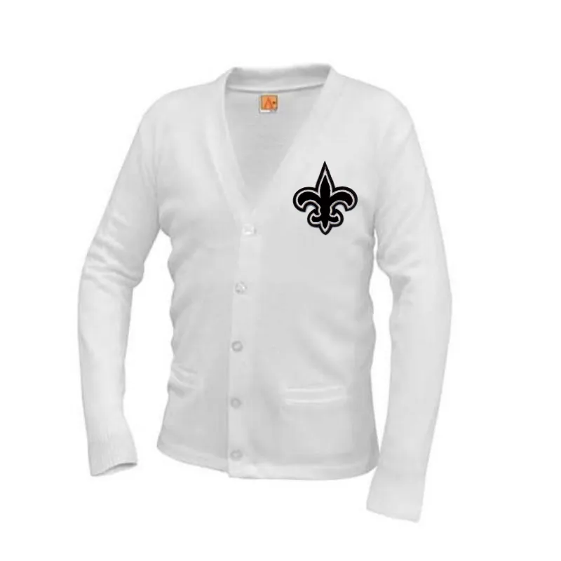Chenille Fleur De Lis Cardigan Sweater
