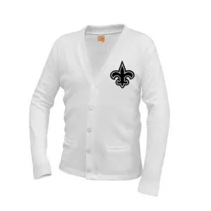 Chenille Fleur De Lis Cardigan Sweater