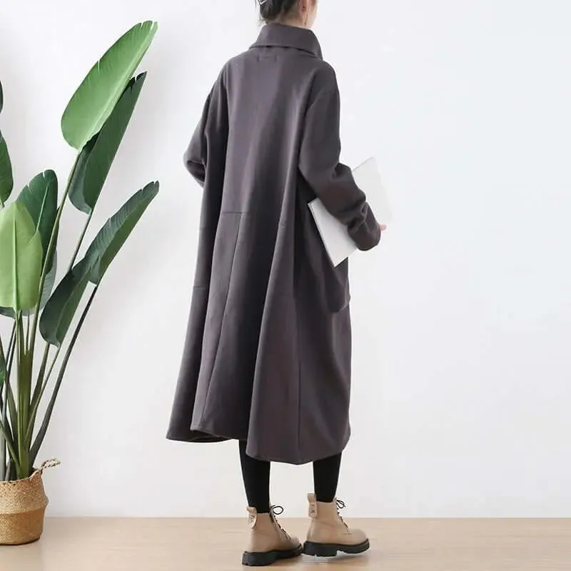 Chic Black Turtleneck A-line Dress with Pockets for Women