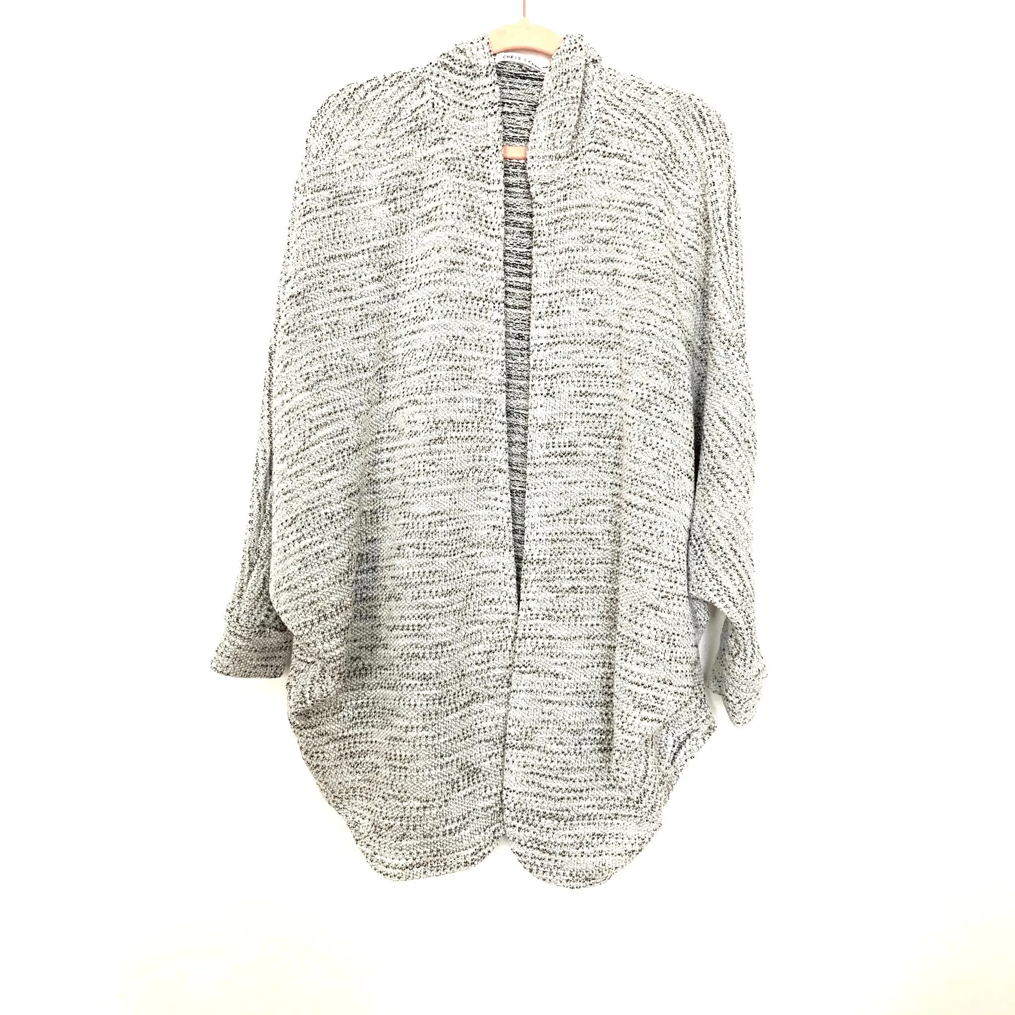 Chris & Carol Heathered Dolman Sleeve Round Hem Hooded Cardigan- Size S