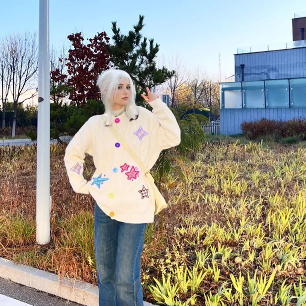 “Colourful Pentagrams”Cardigan