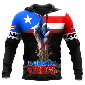 Coolspod Personalized Puerto Rico Hand Boricua 100% Unisex Hoodie