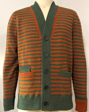 Cotton Bamboo Stripes Jacquard Knit Cardigan