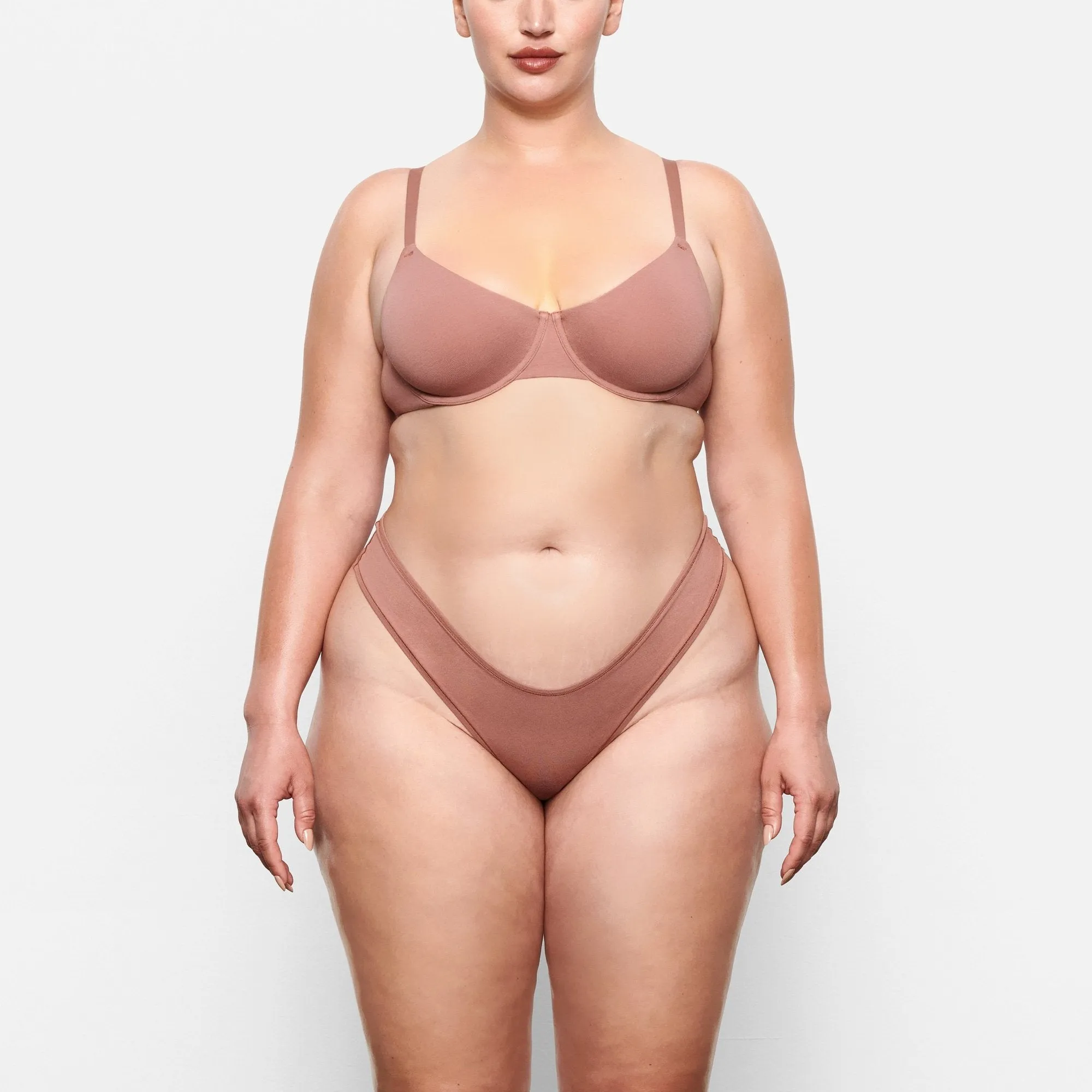 COTTON JERSEY DIPPED THONG | ROSE CLAY
