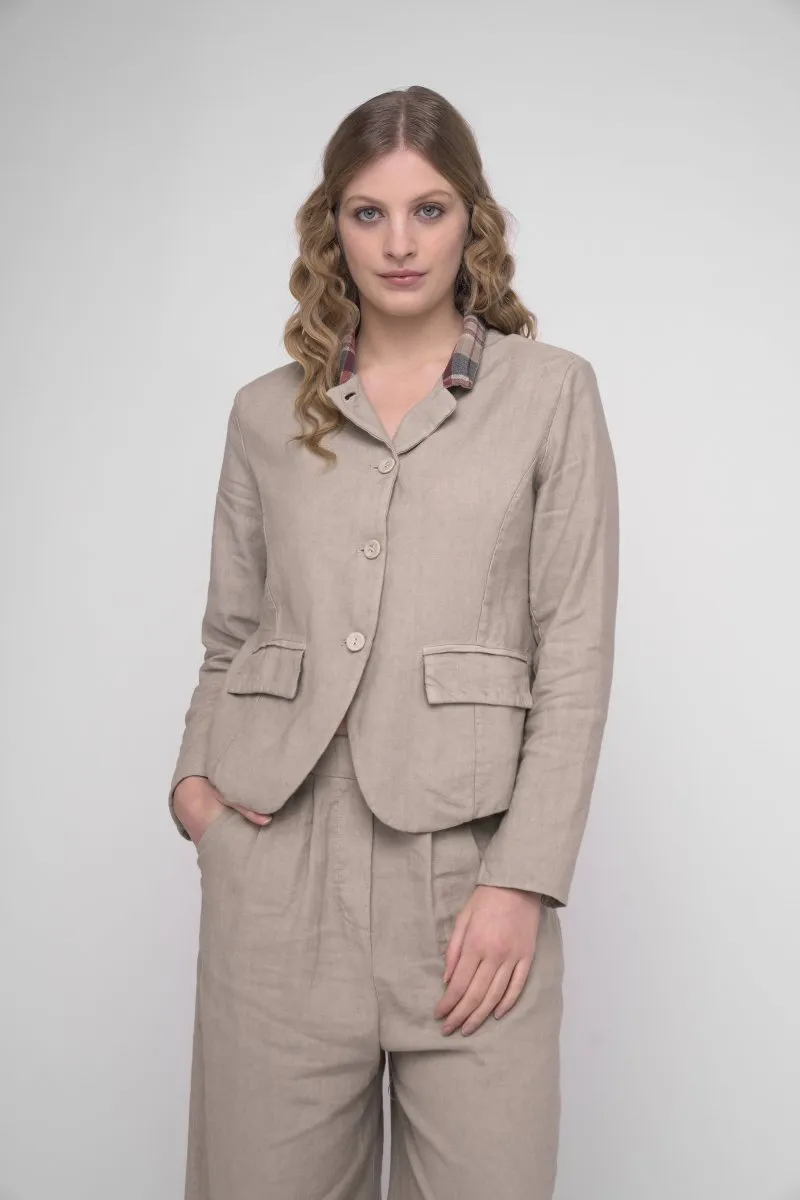 Cotton Linen Blend Cropped Jacket