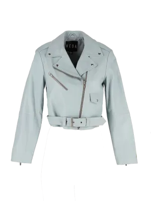 cropped leather biker jacket