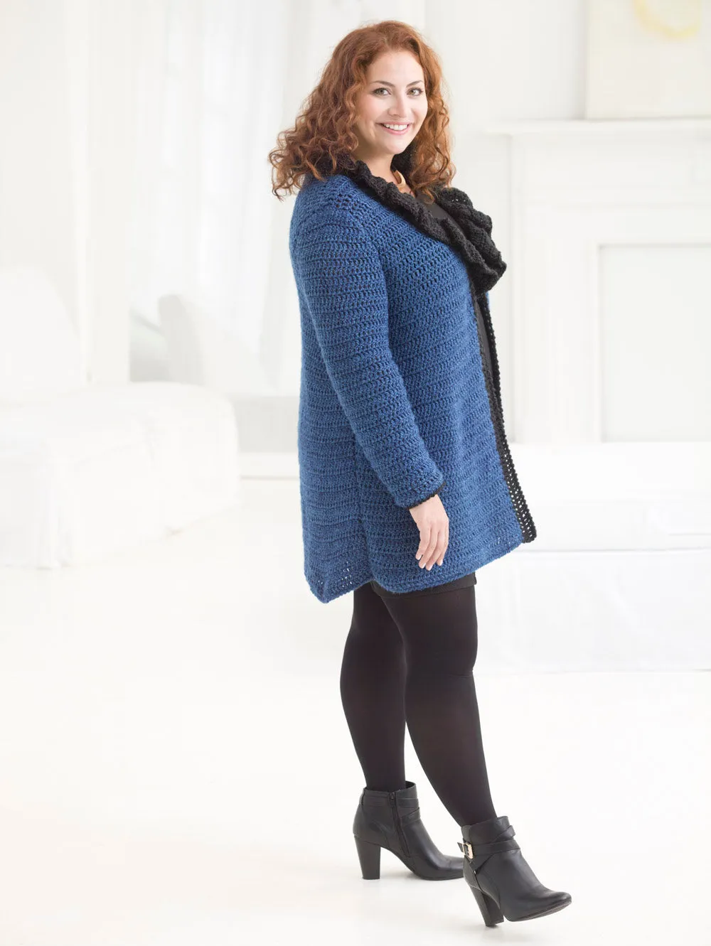 Curvy Girl® Ruffled Collar Cardigan (Crochet)
