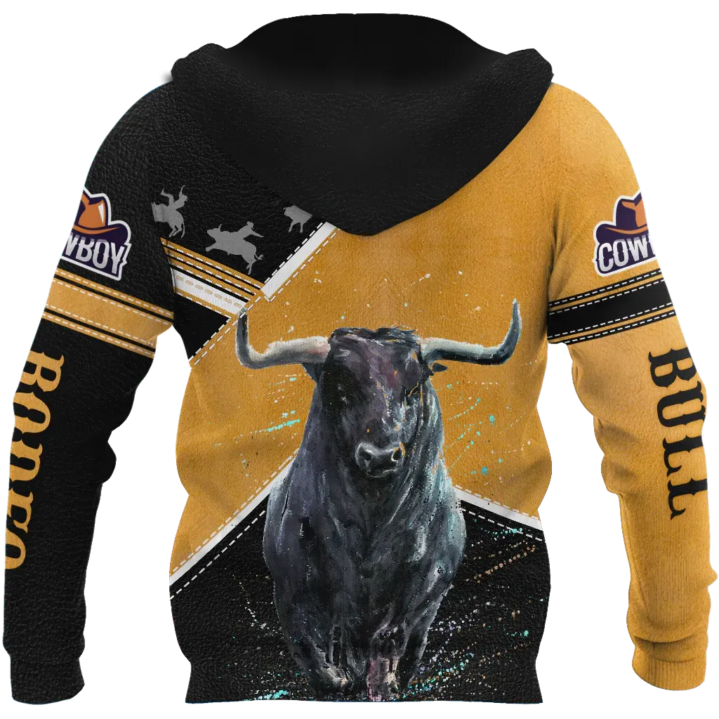 Custom Name Rodeo Hoodie, 3D All Over Printed Hoodie For Cowboy, Yellow Rodeo Hoodies