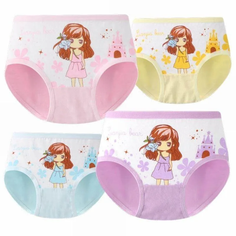 Cute Cotton Cartoon Briefs for Girls - Comfortable Children's Underwear Shorts