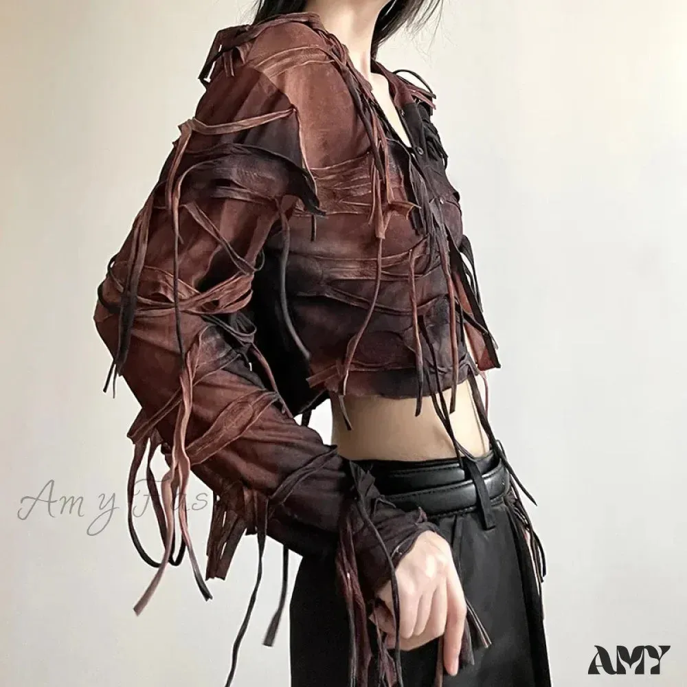 Dark Fairy Grunge Y2k Tassel Hooded Vintage Long Sleeve Cozy Chic Stylish Cardigan