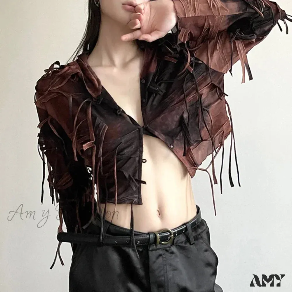 Dark Fairy Grunge Y2k Tassel Hooded Vintage Long Sleeve Cozy Chic Stylish Cardigan