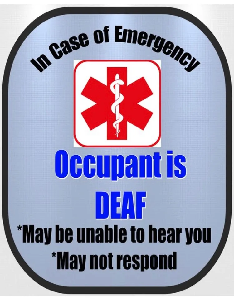 DEAF ASL Decal Medical Alert Safety Sticker