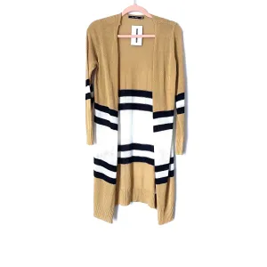 Doe & Rae Tan Striped Long Open Cardigan NWT- Size S (Jana) sold out online