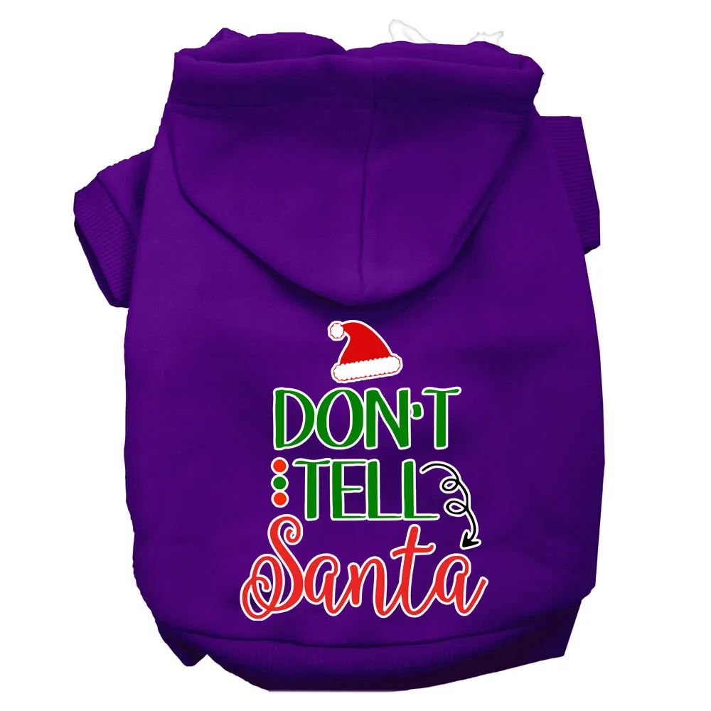 Don't Tell Santa Screen Print Dog Hoodie Purple L