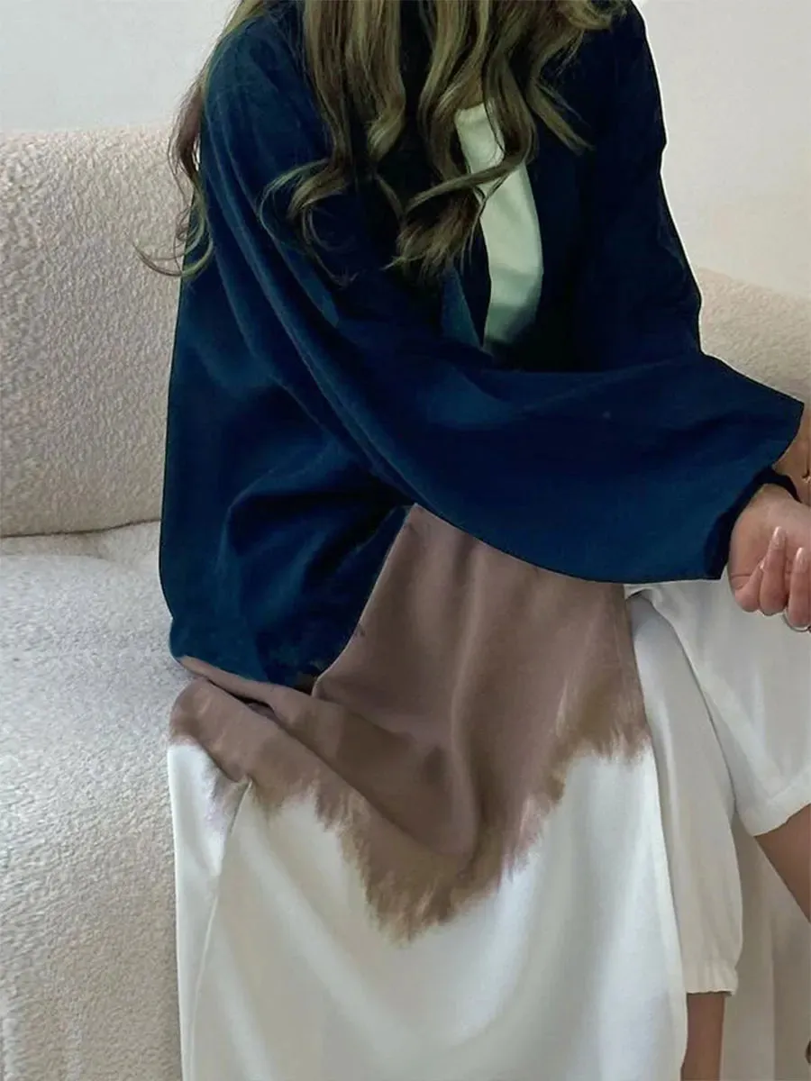 Elegant Cardigan Tie Dye Gradient Open Abaya