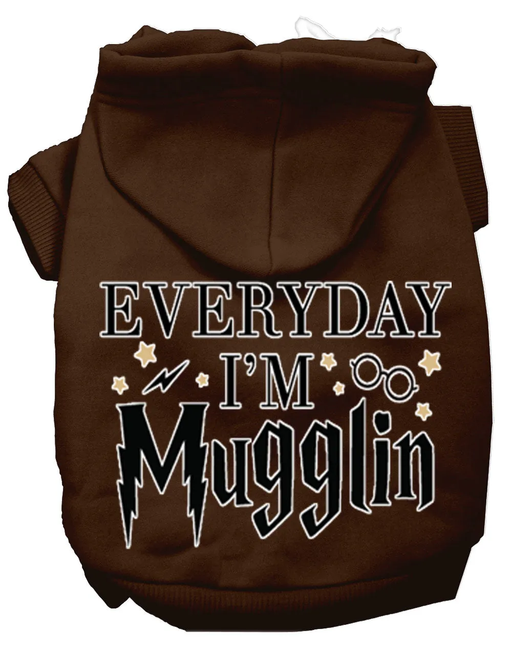 Everyday I'm Mugglin Screen Print Dog Hoodie Brown Xl