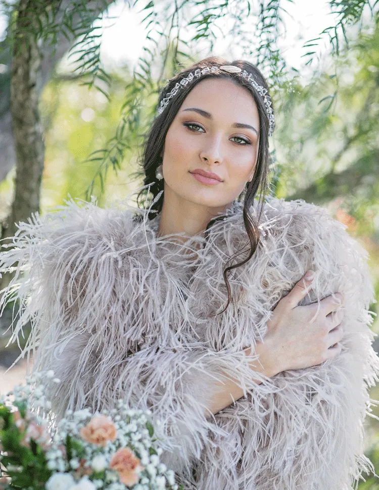 Featherly - Feather Jacket in Blush