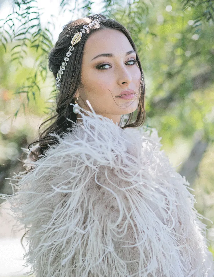 Featherly - Feather Jacket in Blush