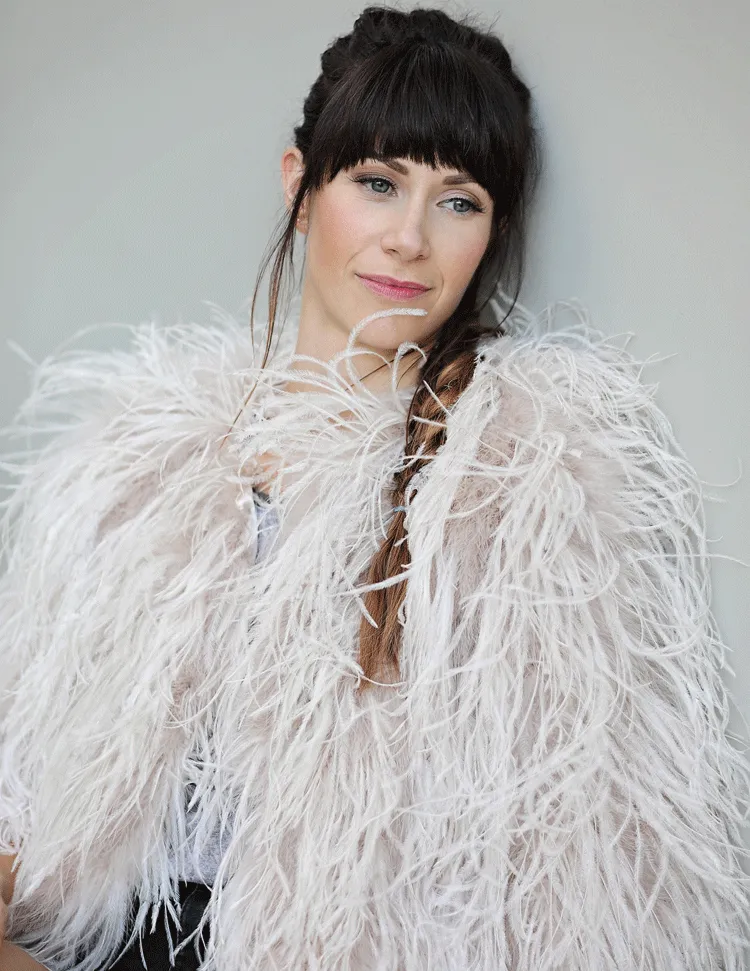 Featherly - Feather Jacket in Blush