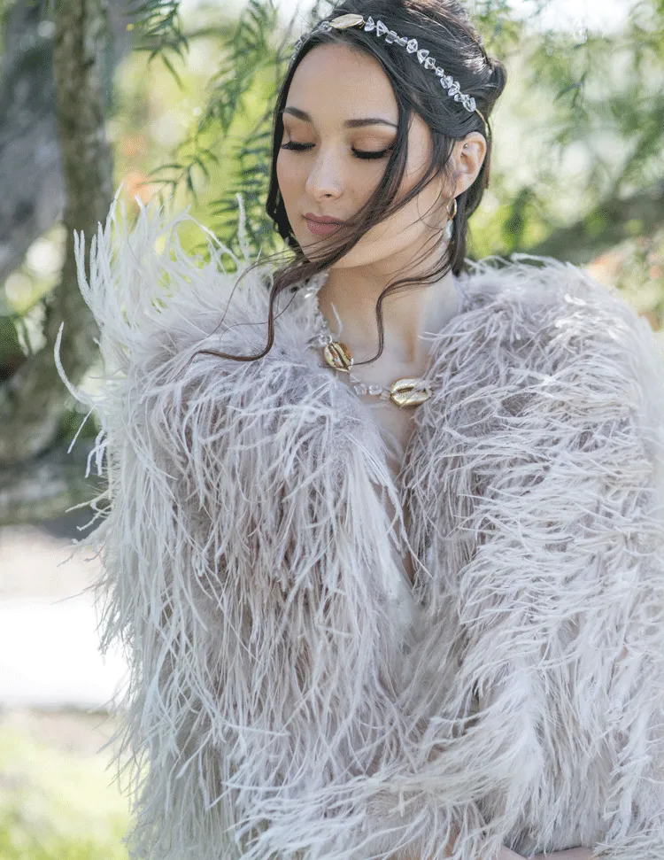 Featherly - Feather Jacket in Blush