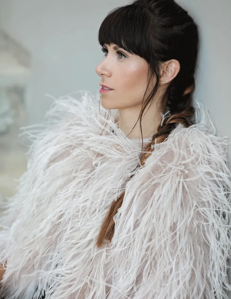 Featherly - Feather Jacket in Blush