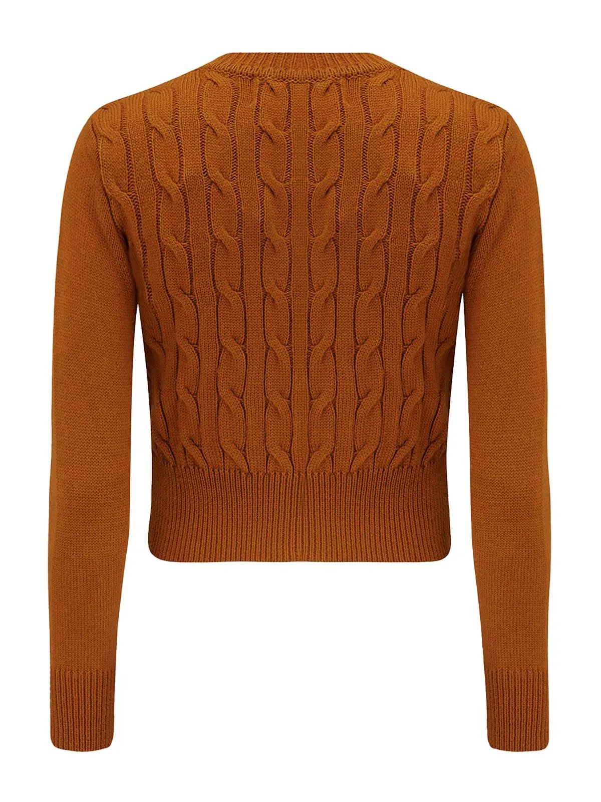 Ginger Orange Cable Knit Vintage Style Cardigan