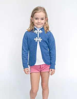 Girls Cardigan with Chinese Knots in Nautica