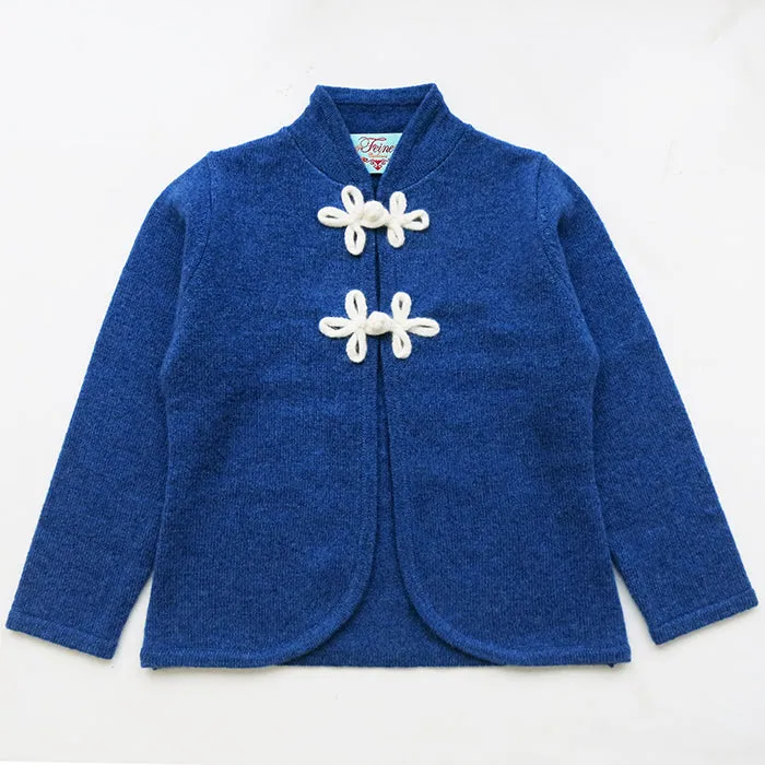 Girls Cardigan with Chinese Knots in Nautica