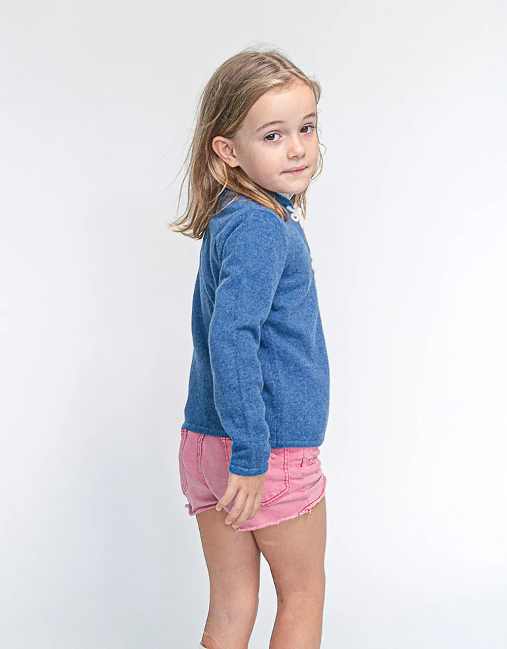 Girls Cardigan with Chinese Knots in Nautica
