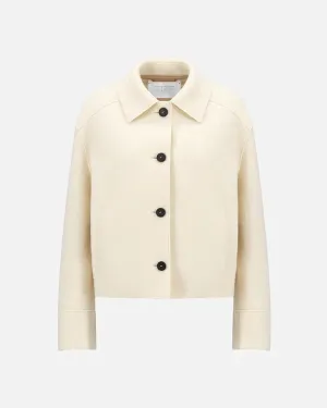 Harris Wharf London Cropped Coach Jacket Boiled Wool Natural Off White