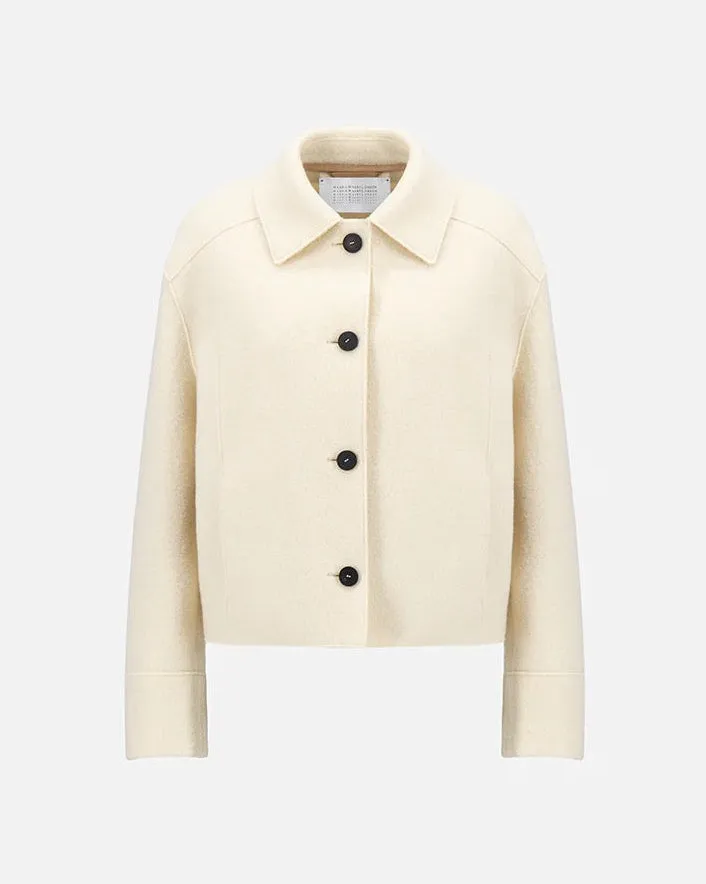 Harris Wharf London Cropped Coach Jacket Boiled Wool Natural Off White
