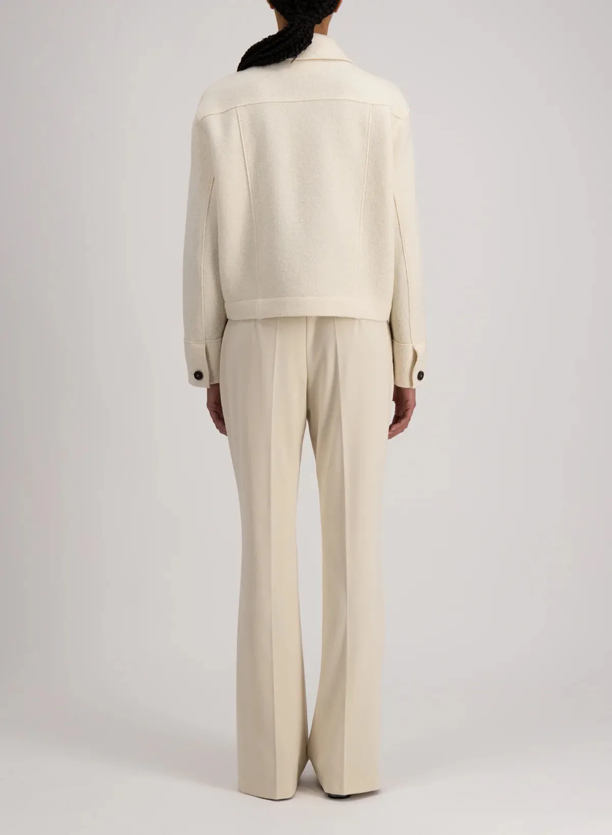 Harris Wharf London Cropped Coach Jacket Boiled Wool Natural Off White