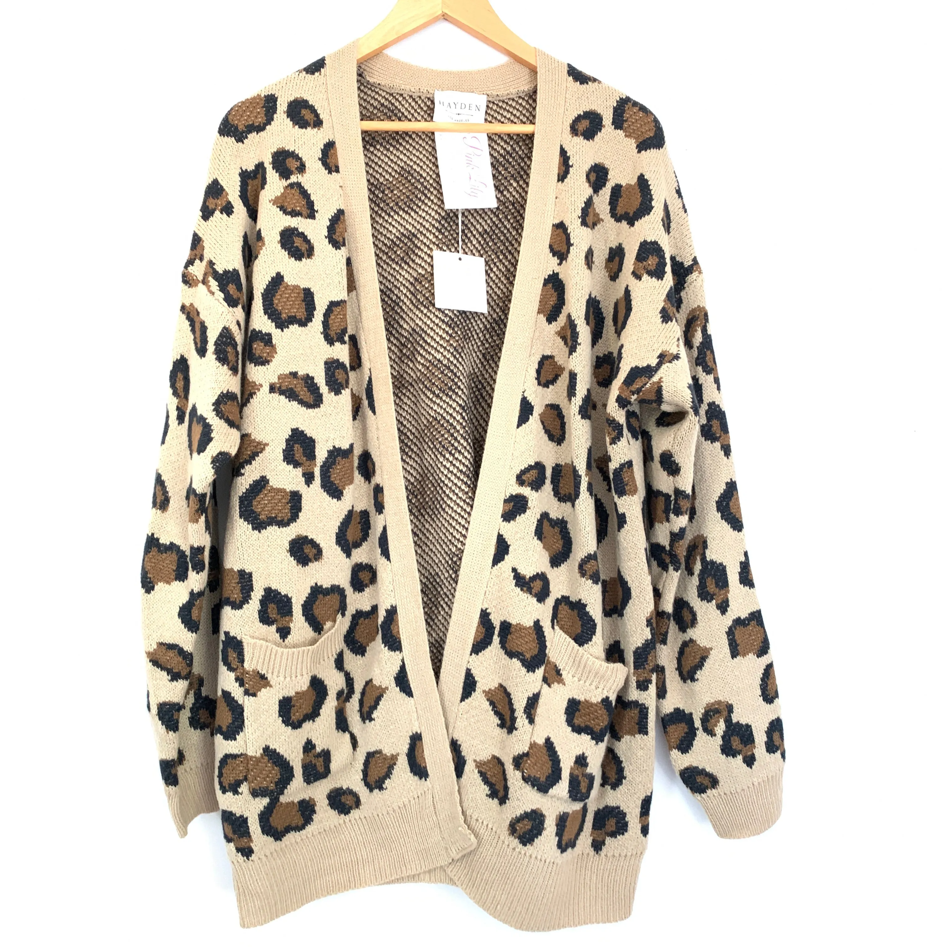 Hayden (Pink Lily) Beige Playful Personality Cardigan NWT- Size S/M