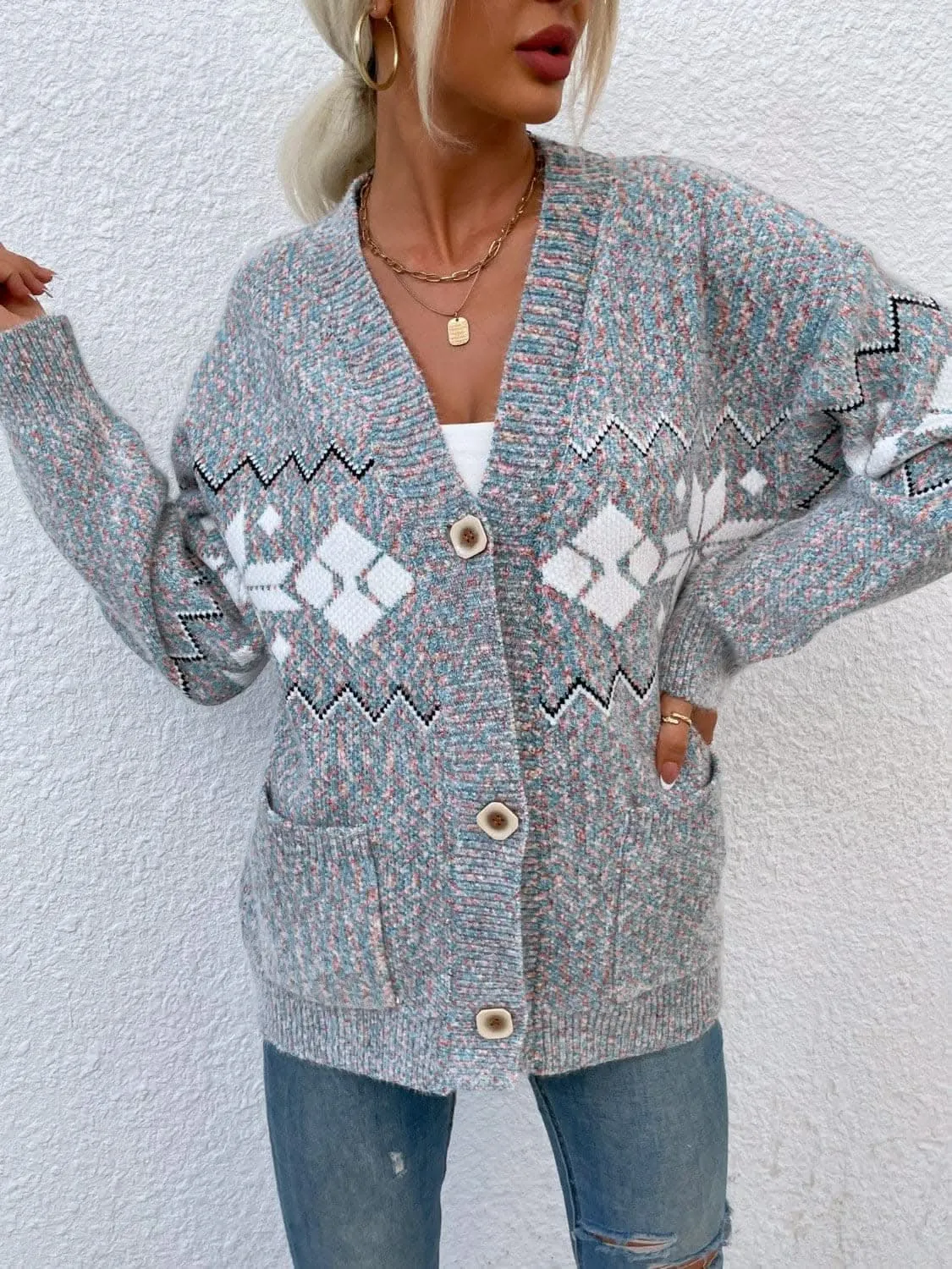 Heathered pocketed cardigan - soft & stylish