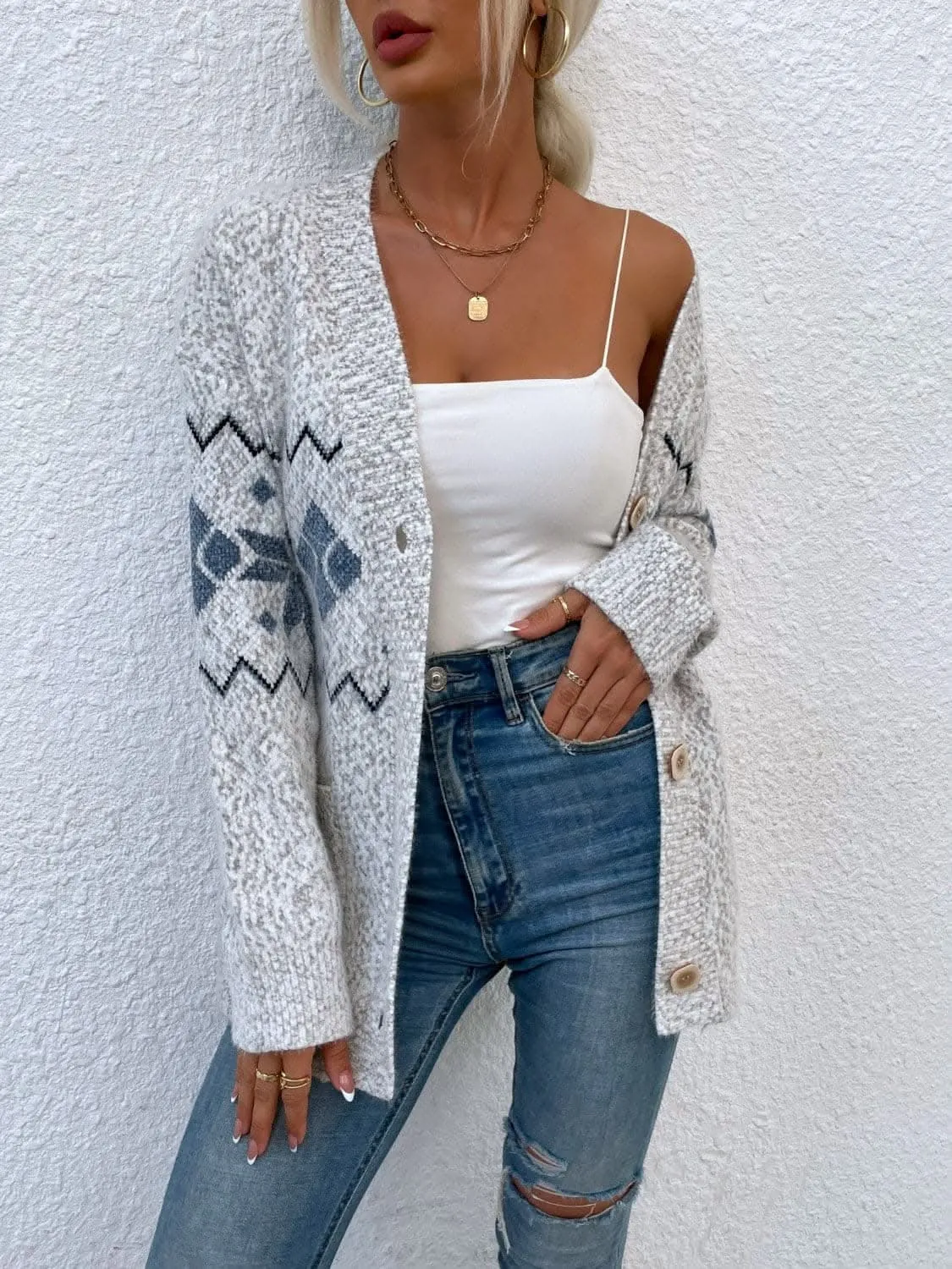 Heathered pocketed cardigan - soft & stylish
