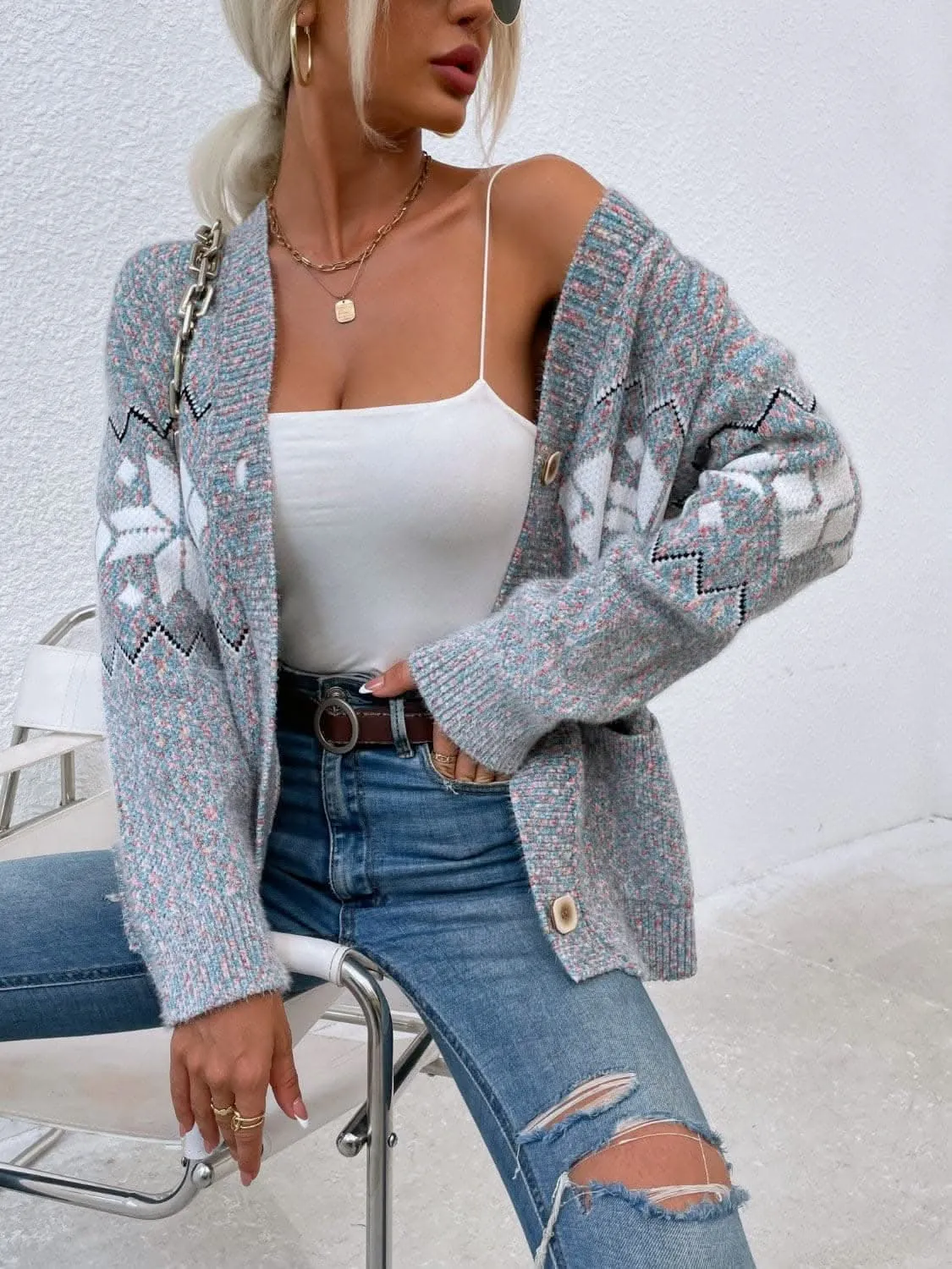 Heathered pocketed cardigan - soft & stylish