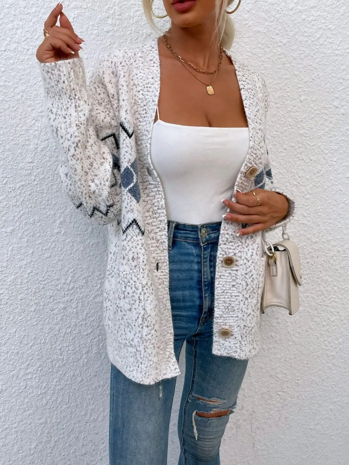 Heathered pocketed cardigan - soft & stylish
