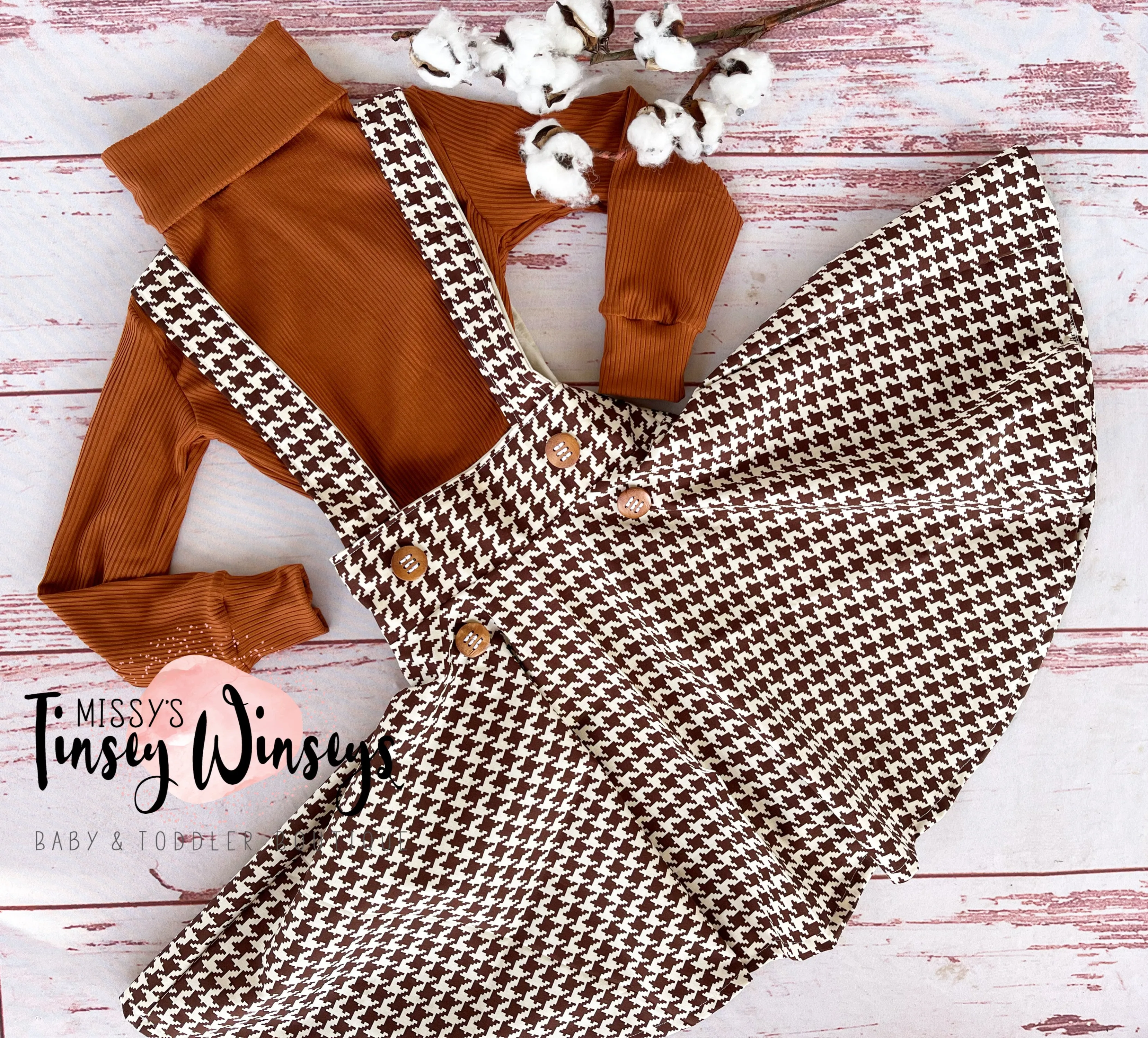 Houndstooth Turtleneck Skirt Set