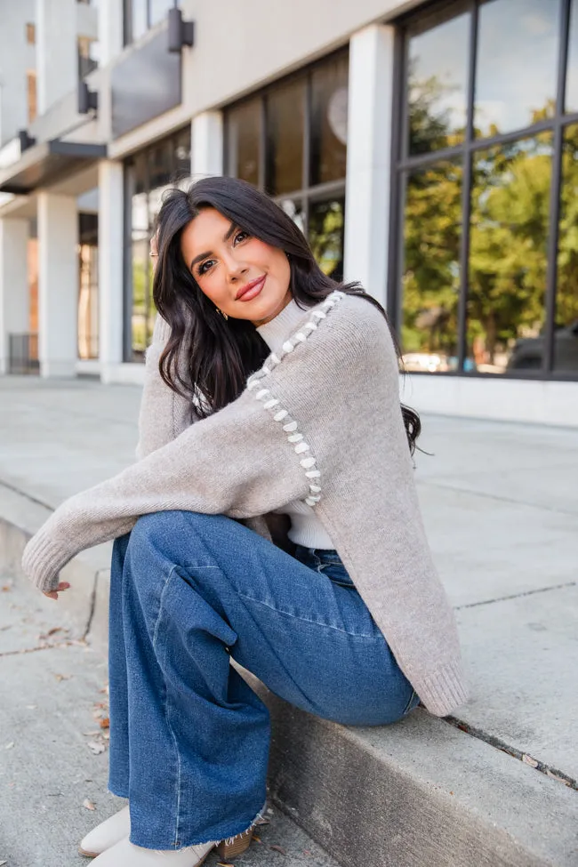 In Our Moment Taupe Stitch Detail Cardigan FINAL SALE