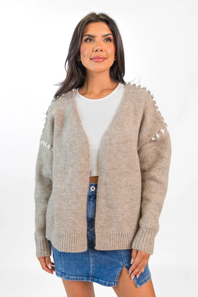 In Our Moment Taupe Stitch Detail Cardigan FINAL SALE