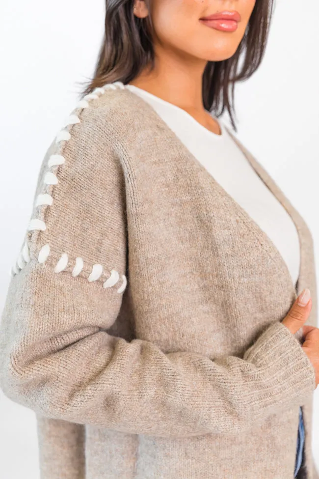 In Our Moment Taupe Stitch Detail Cardigan FINAL SALE