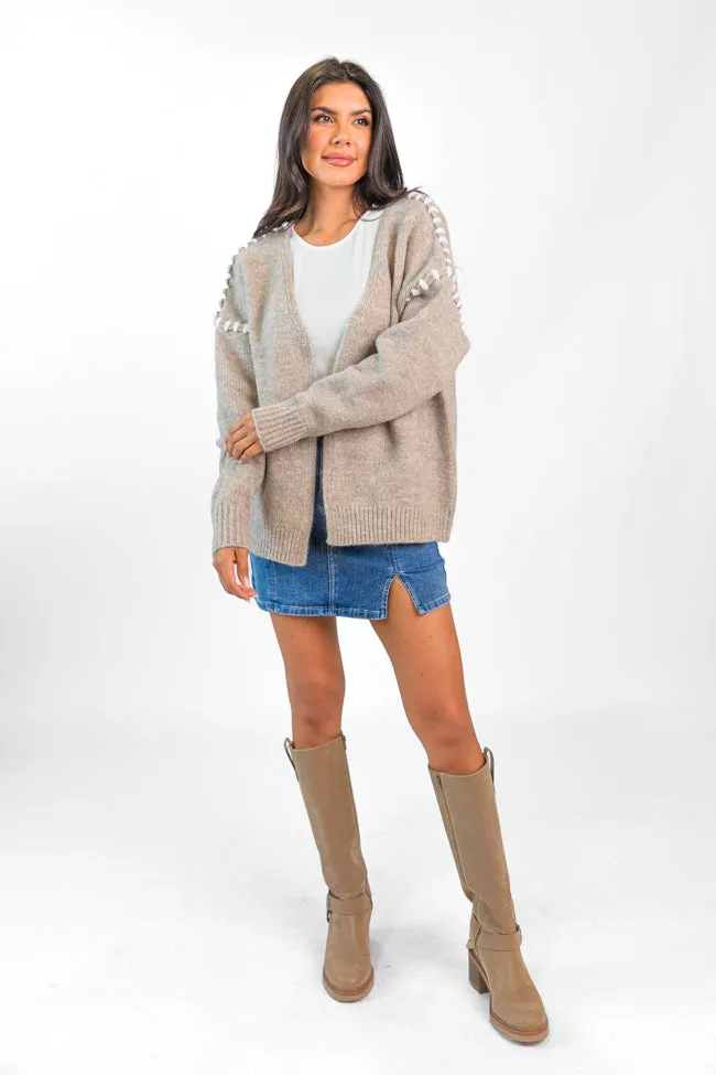 In Our Moment Taupe Stitch Detail Cardigan FINAL SALE