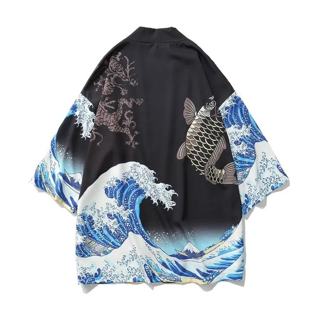 Japanese Art Fancy Kimono Cardigan Robe Short