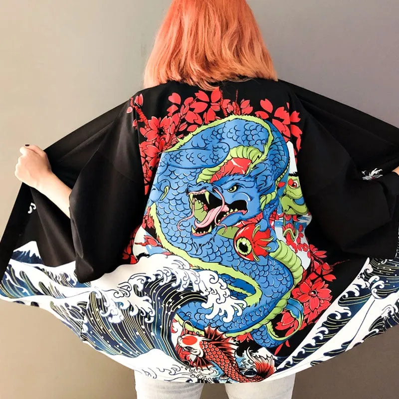 Japanese Art Fancy Kimono Cardigan Robe Short