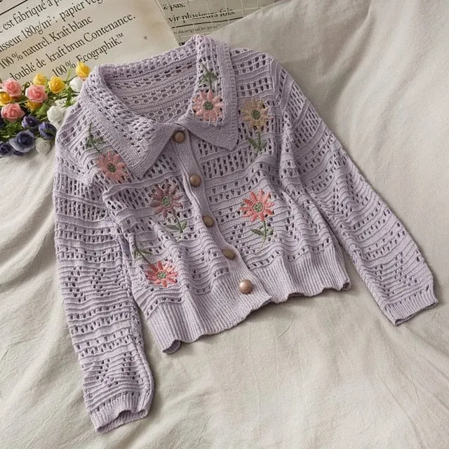 Kawaii Floral Vintage Spring Flower Cardigan