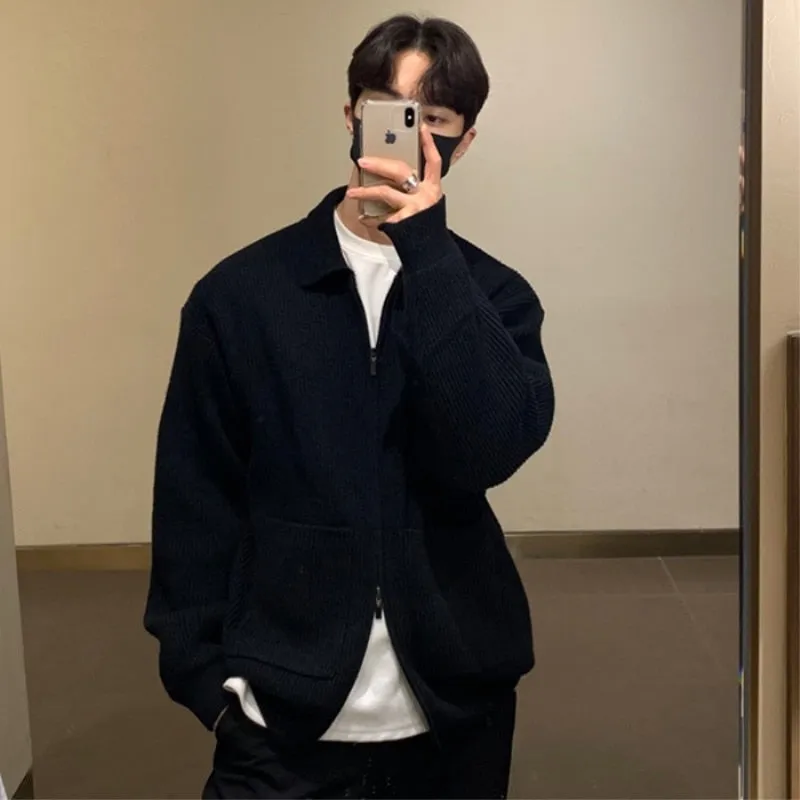 [Korean Style] 2 Colors Wool Zipper Cardigans