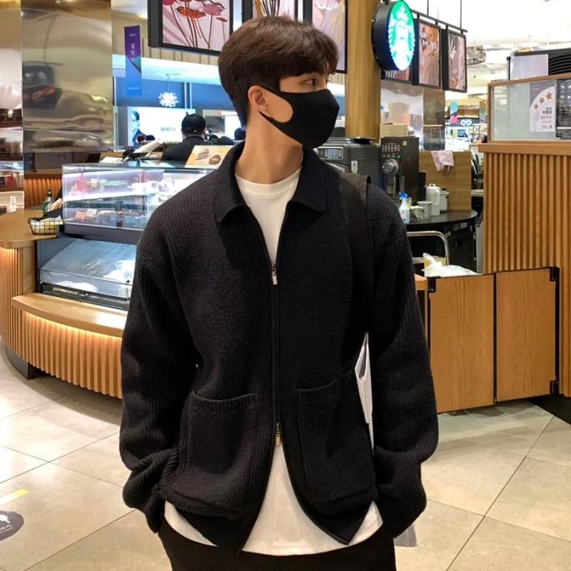 [Korean Style] 2 Colors Wool Zipper Cardigans