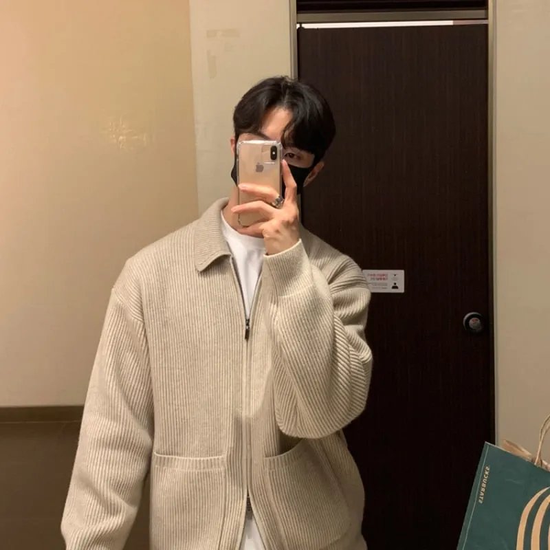 [Korean Style] 2 Colors Wool Zipper Cardigans
